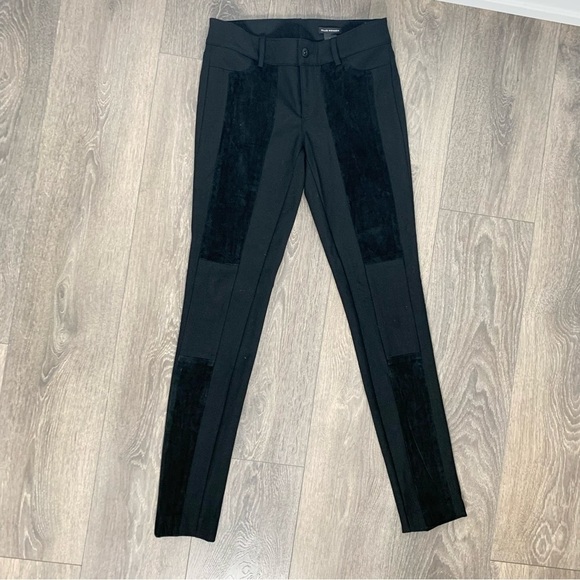 Club Monaco Suede Panelled Riding Pants Trousers High Rise Straight leg Black 00 - Picture 5 of 16